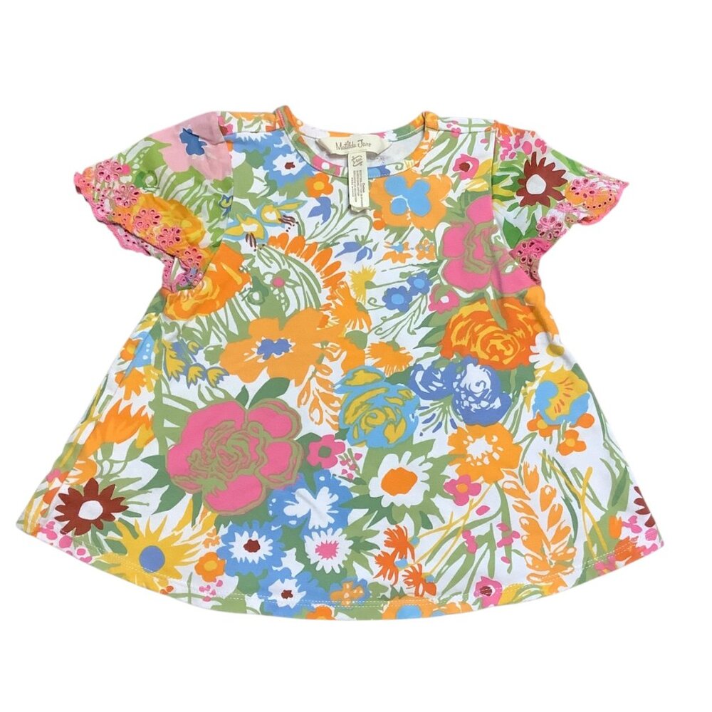 Matilda Jane Baby Girls Floral Short Sleeve Dress Size 3-6M Floral Eyelet Cotton